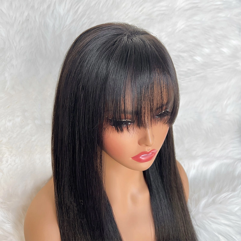 30inch Long Hair Virgin Hair 13x4 HD Lace Frontal Wig with Bang
